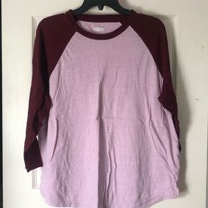 Pink/Maroon baseball tee